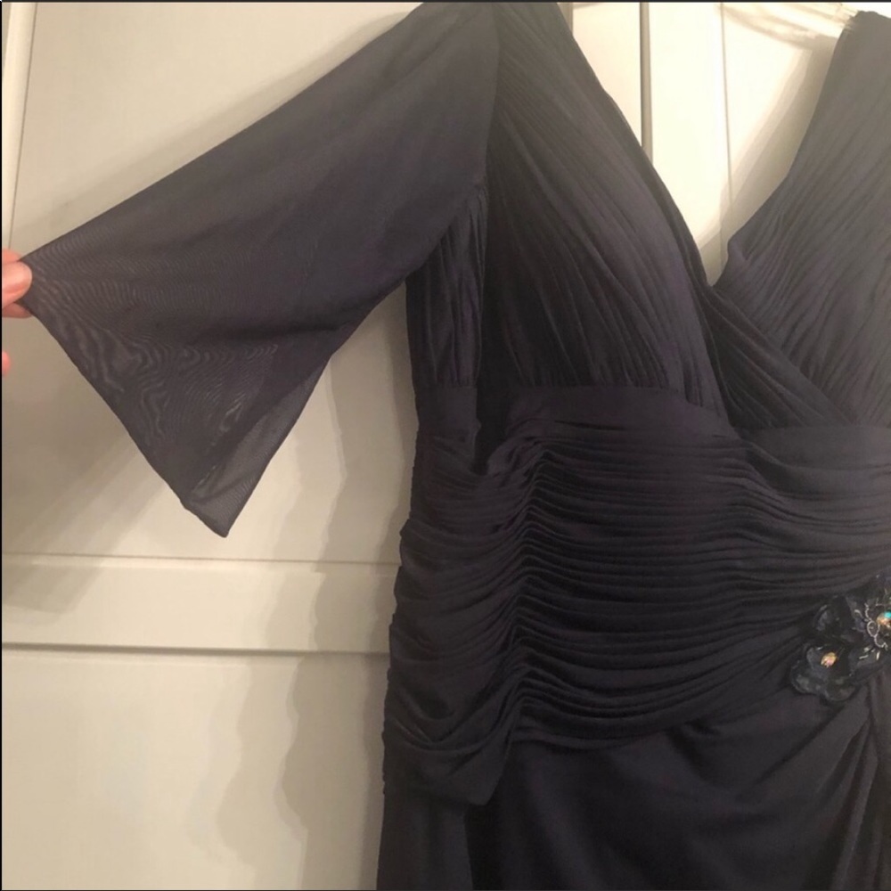Montage by Mon Cheri Mesh Short Sleeve Gown